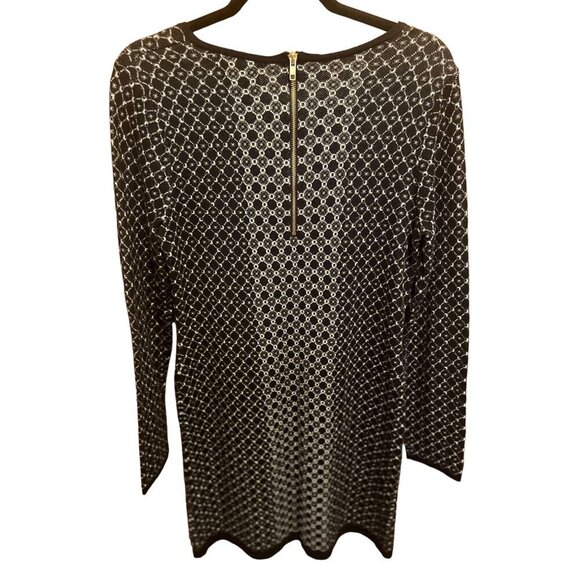 Cynthia Rowley Black & White Geometric Long Sleeve Knit Sweater Dress M‎ - Picture 4 of 11